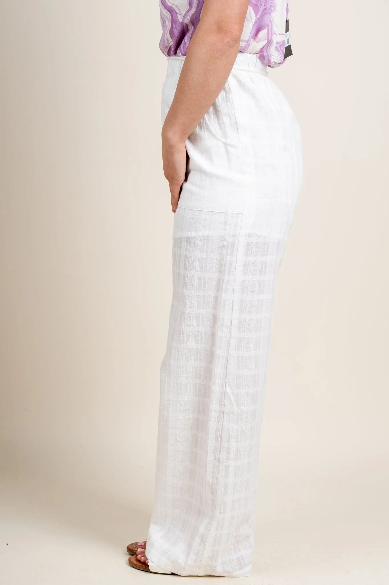 Linen tie waist pants off white
