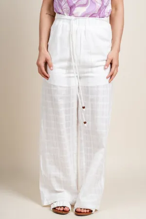 Linen tie waist pants off white
