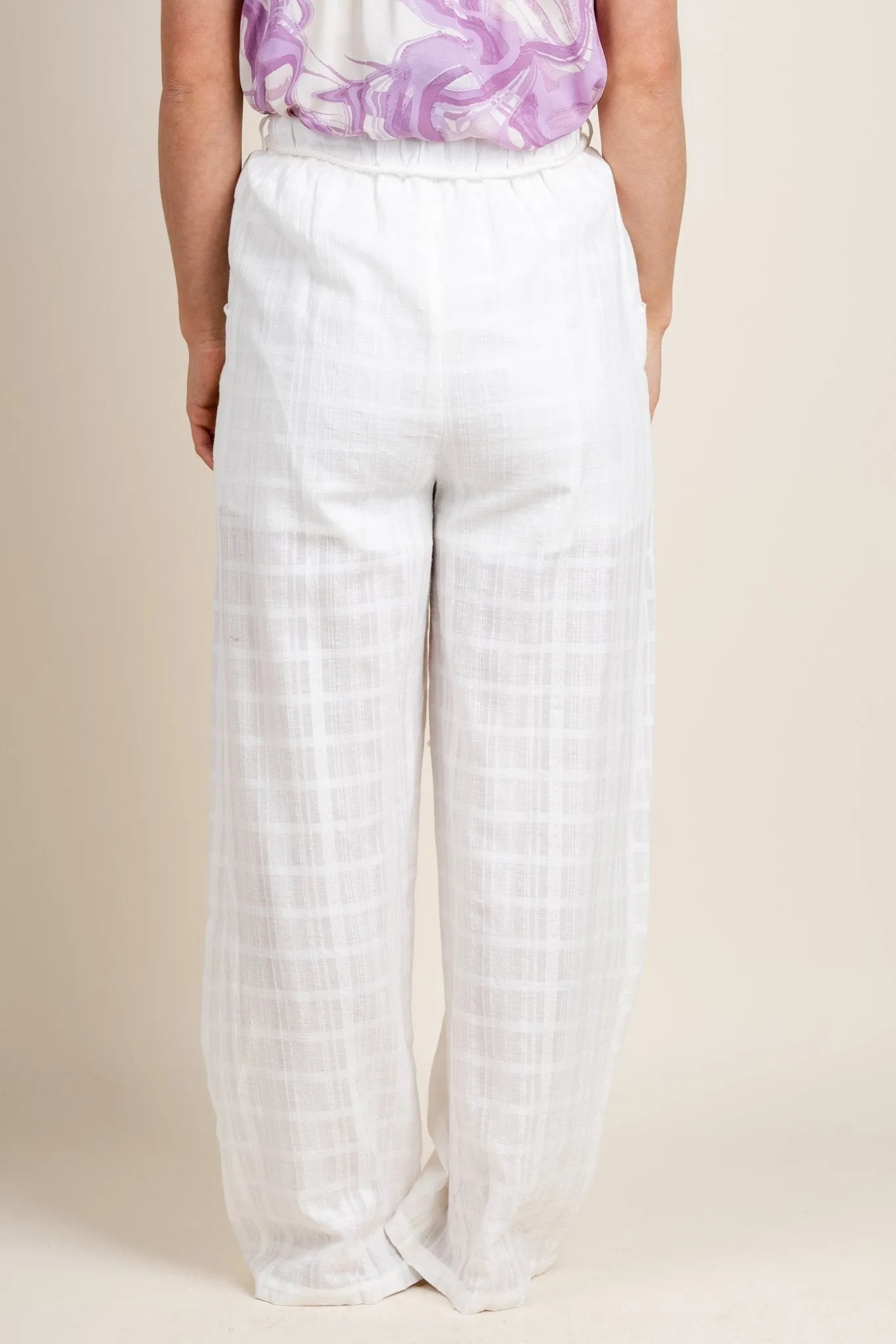 Linen tie waist pants off white