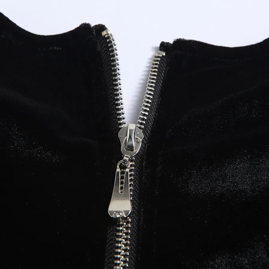 Long Sleeve Velvet Patchowork Luxurious Beading Tassel Sequined Crop Top