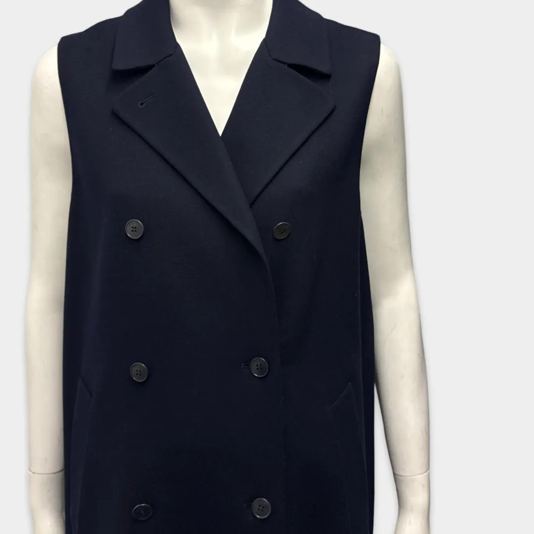 Loro Piana Women's Navy Blue Sleeveless double-breasted coat jacket