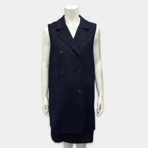 Loro Piana Women's Navy Blue Sleeveless double-breasted coat jacket