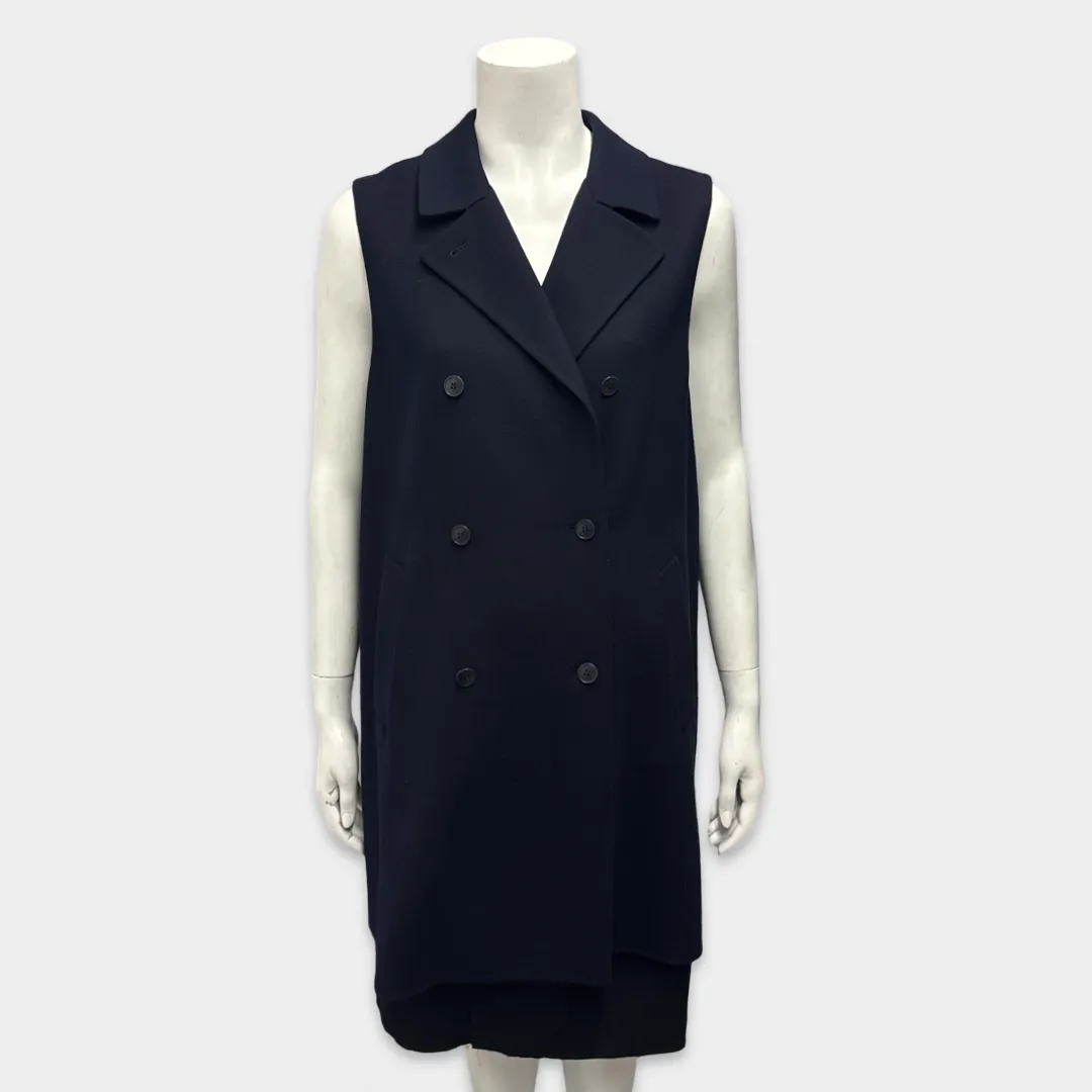 Loro Piana Women's Navy Blue Sleeveless double-breasted coat jacket