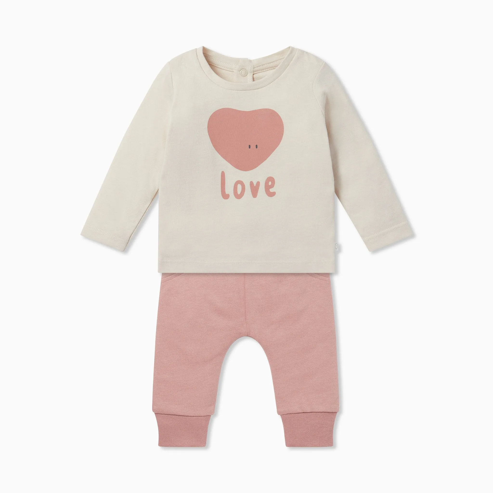 Love Slogan Long Sleeve Tee & Joggers Outfit