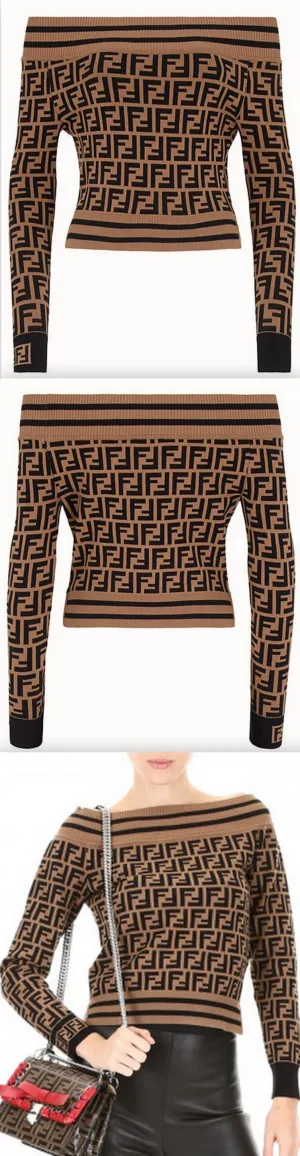 Macro FF Knit Off-the-Shoulder Top