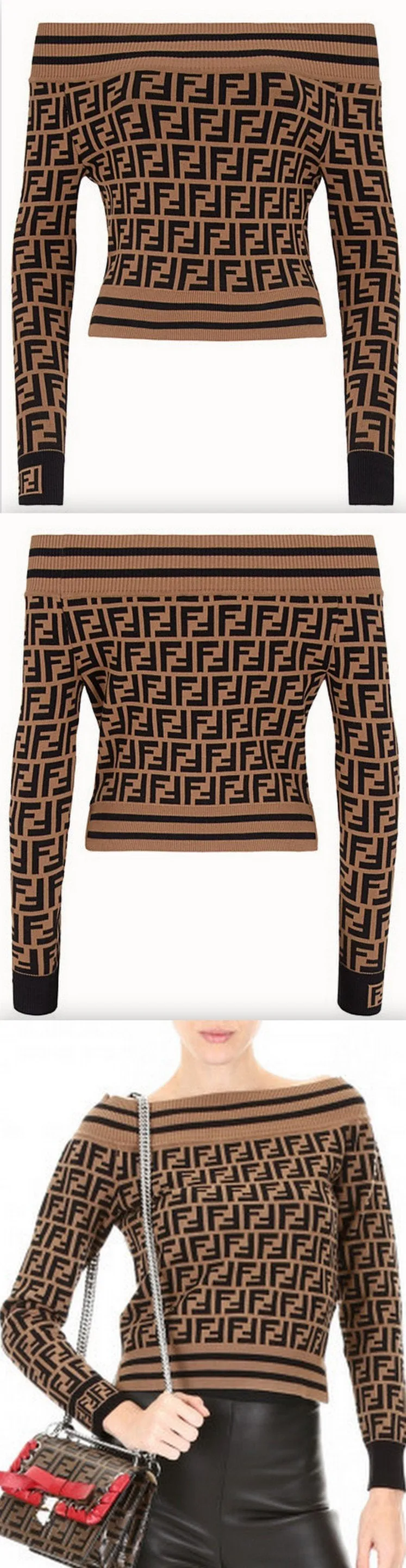 Macro FF Knit Off-the-Shoulder Top