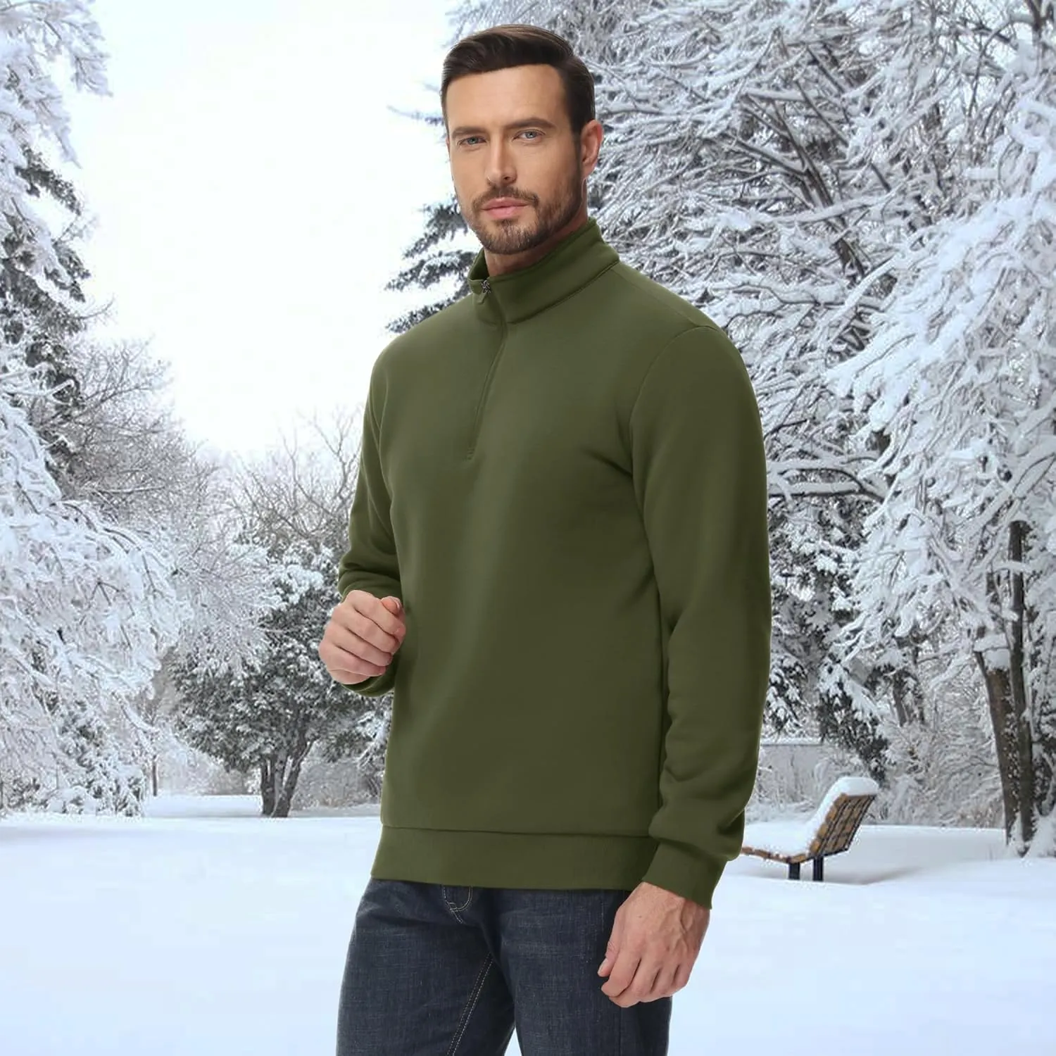 MAGCOMSEN Men's Sherpa Lined Quarter Zip Fleece Heavyweight Pullover Winter Warm Sweatshirts