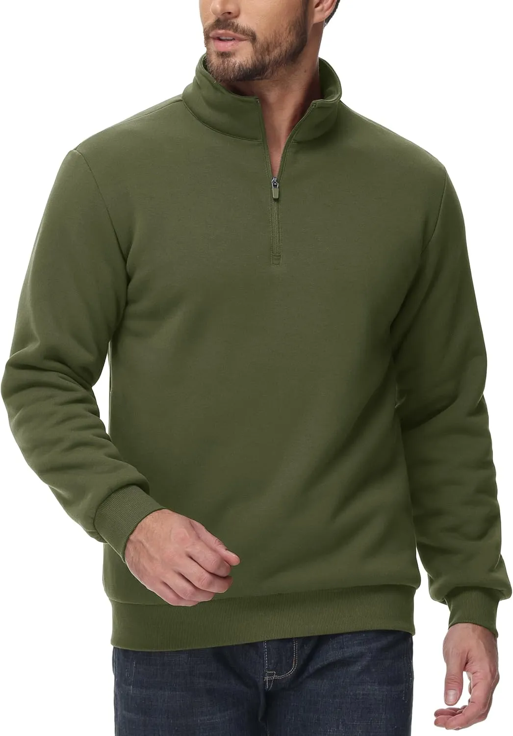 MAGCOMSEN Men's Sherpa Lined Quarter Zip Fleece Heavyweight Pullover Winter Warm Sweatshirts
