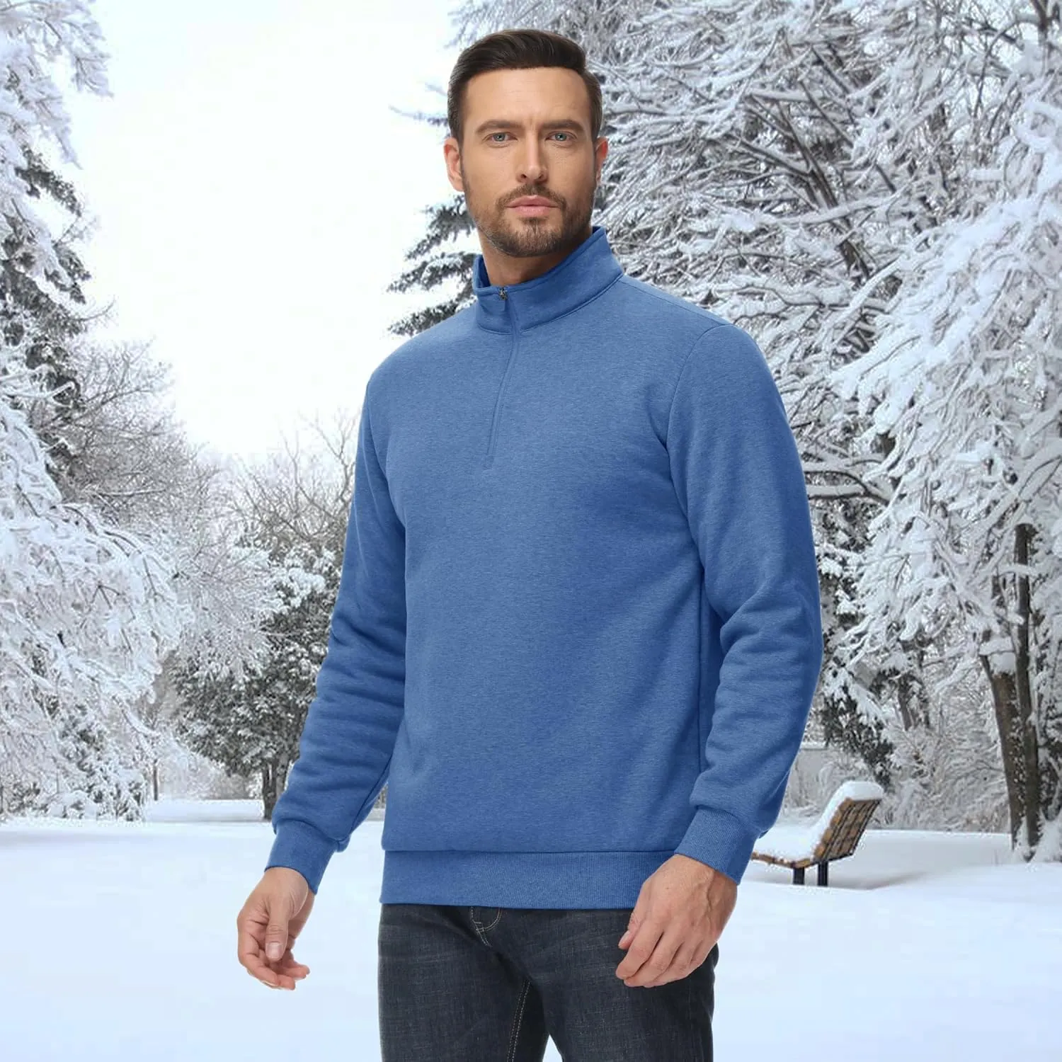 MAGCOMSEN Men's Sherpa Lined Quarter Zip Fleece Heavyweight Pullover Winter Warm Sweatshirts