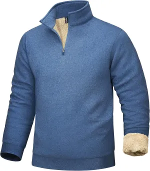 MAGCOMSEN Men's Sherpa Lined Quarter Zip Fleece Heavyweight Pullover Winter Warm Sweatshirts