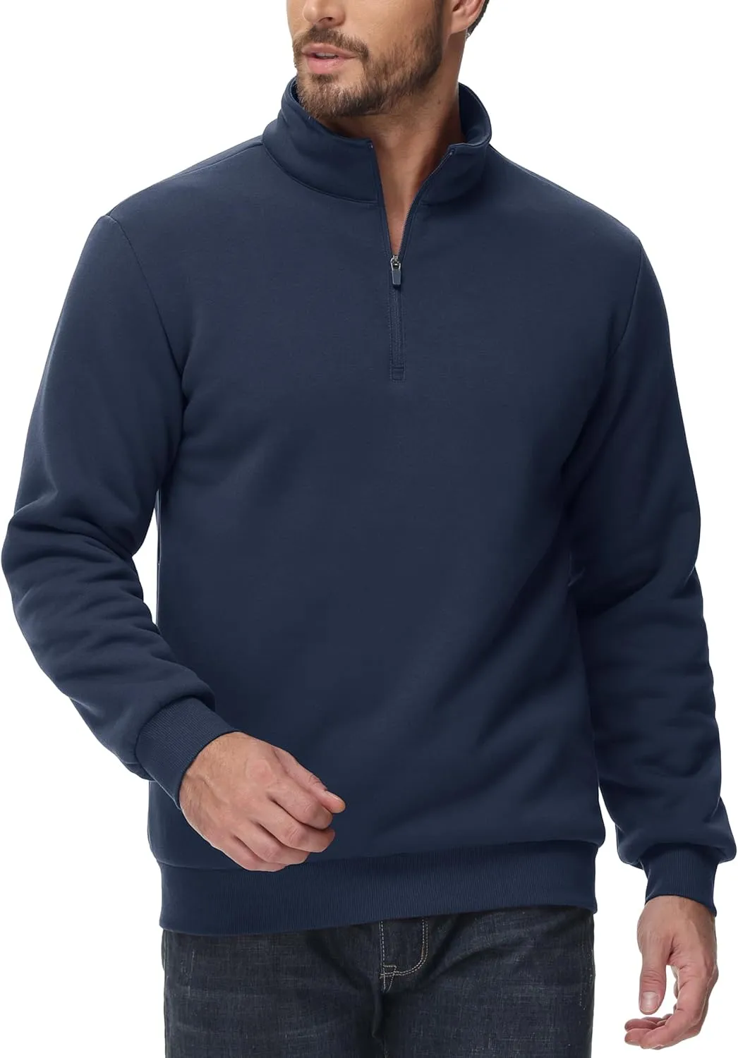 MAGCOMSEN Men's Sherpa Lined Quarter Zip Fleece Heavyweight Pullover Winter Warm Sweatshirts