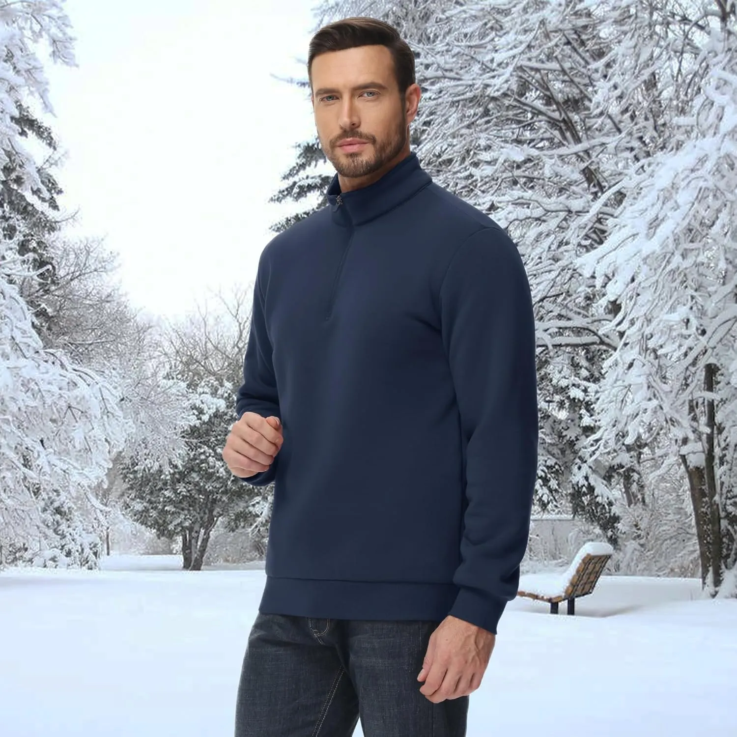 MAGCOMSEN Men's Sherpa Lined Quarter Zip Fleece Heavyweight Pullover Winter Warm Sweatshirts