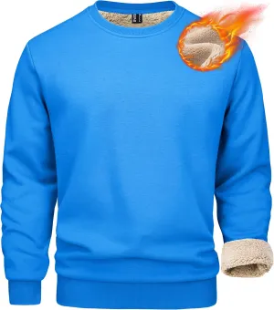 MAGCOMSEN Men's Sherpa Lined Sweatshirts Fleece Pullover Basic Tops Warm Crewneck Winter Sweatshirt
