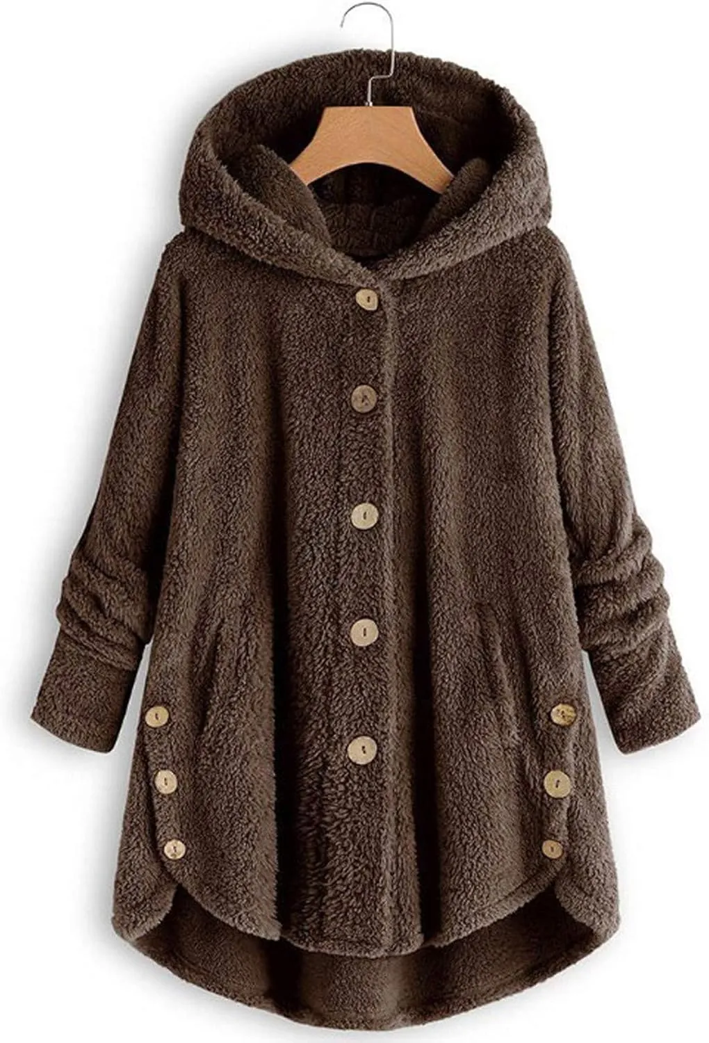 maisdgop Fleece Jackets for Women Cute Cat Ear Fleece Hooded Sweatshirt Solid Warm Winter Oversized Outwear With Pockets