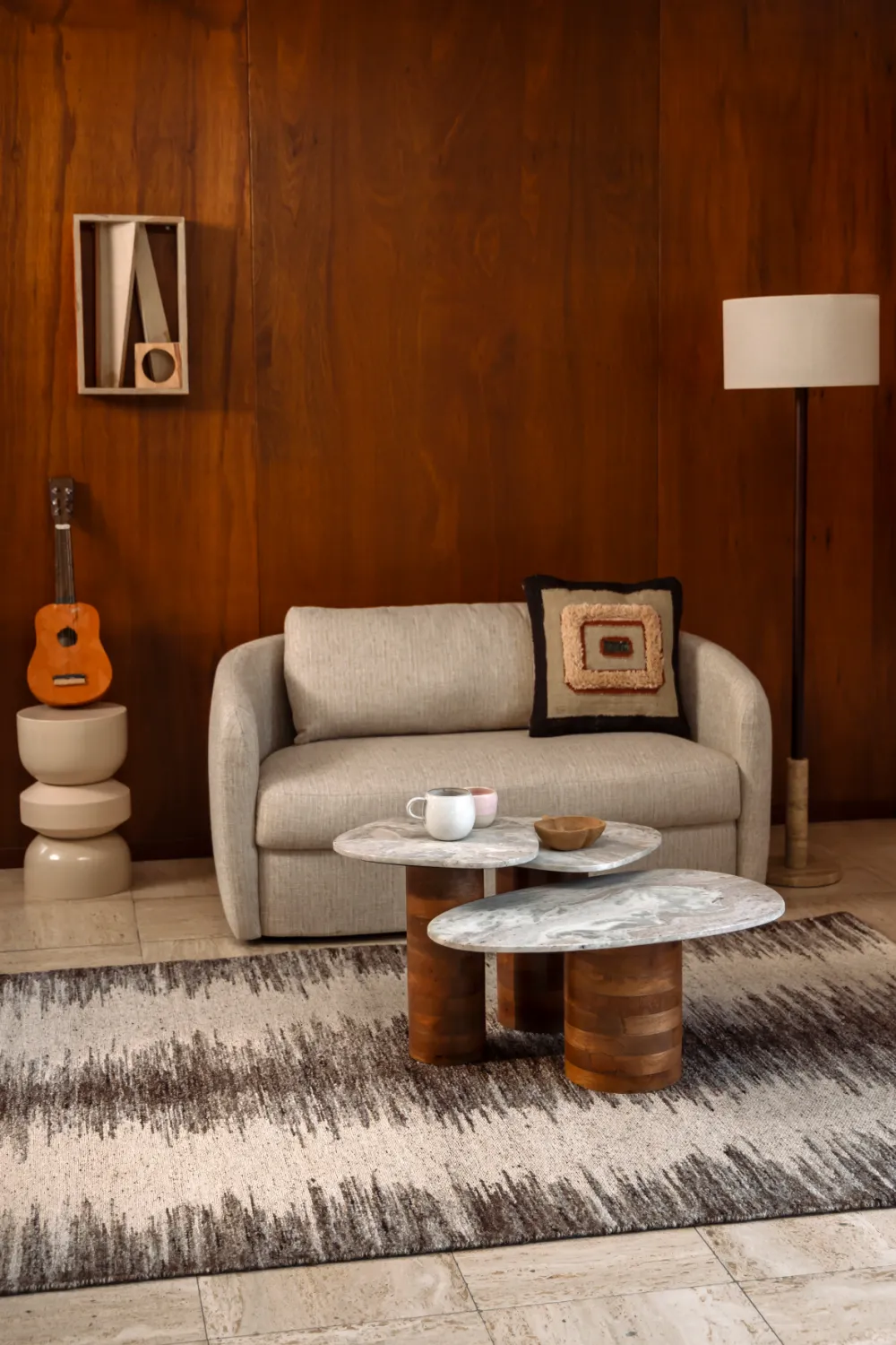 Marble Pedestal Side Tables (3) | Dutchbone Suki