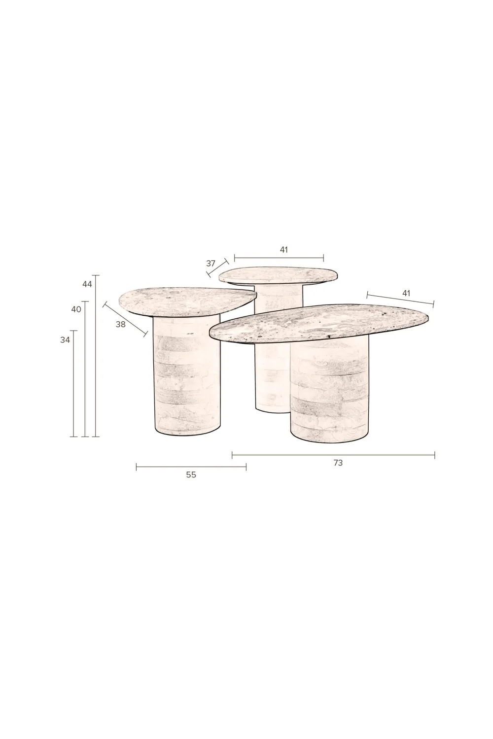 Marble Pedestal Side Tables (3) | Dutchbone Suki