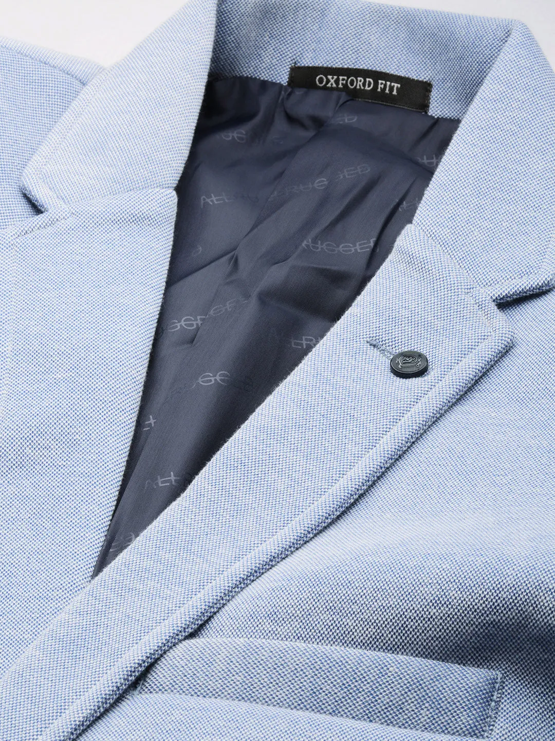 Men Blue Slim-Fit Notched Lapel Collar Single Breasted Casual Blazer