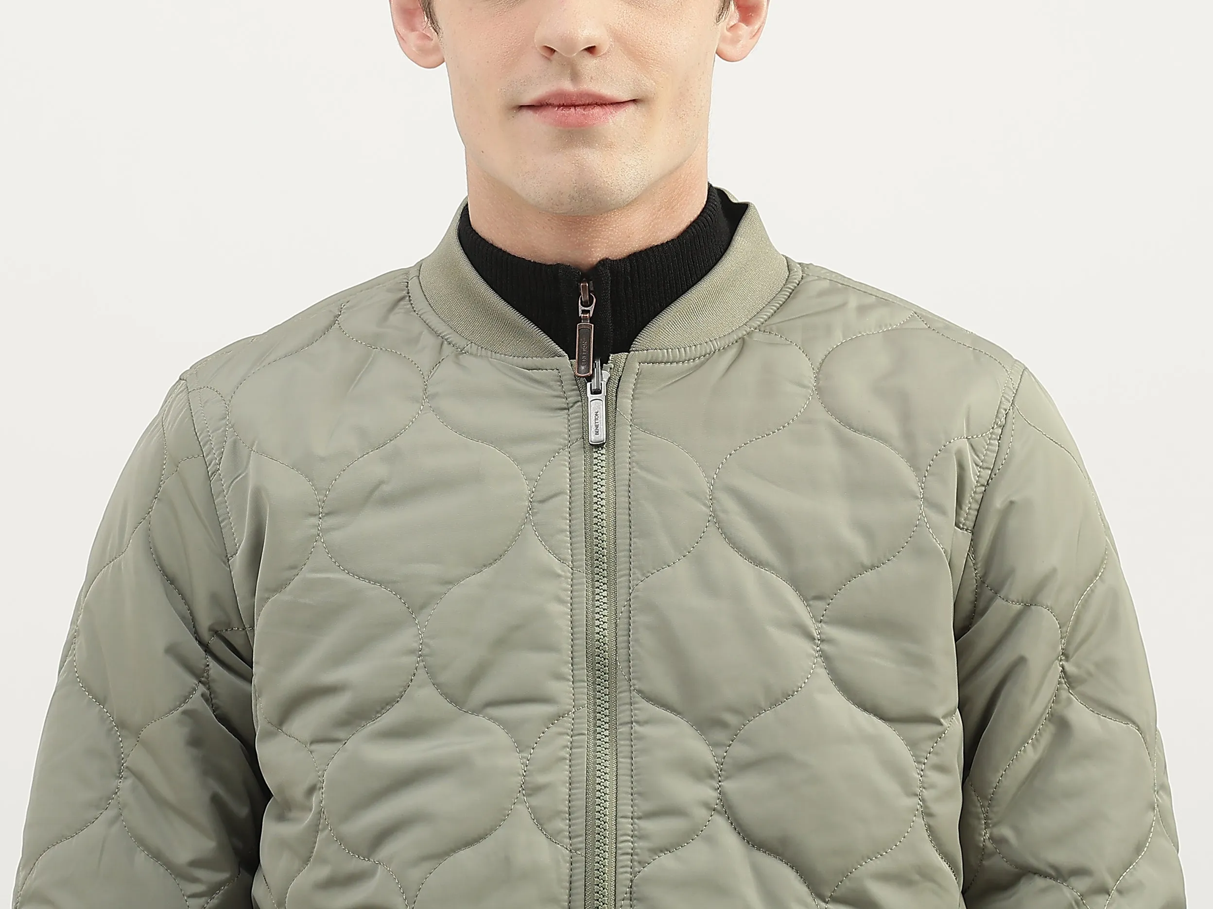 Men Quilted Stand Collar Jacket