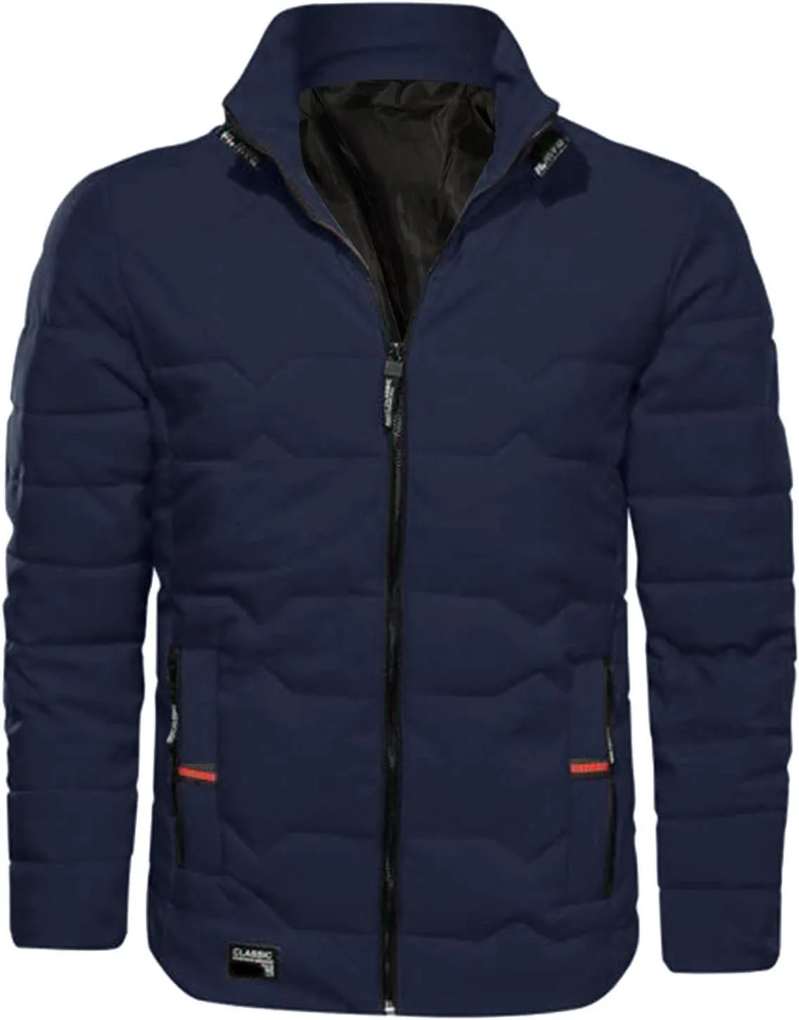 Mens Autumn And Winter Fashion Casual Collar Solid Color Padded Warm Cotton Coat Cotton Padded Jacket Coat Jackets Mens