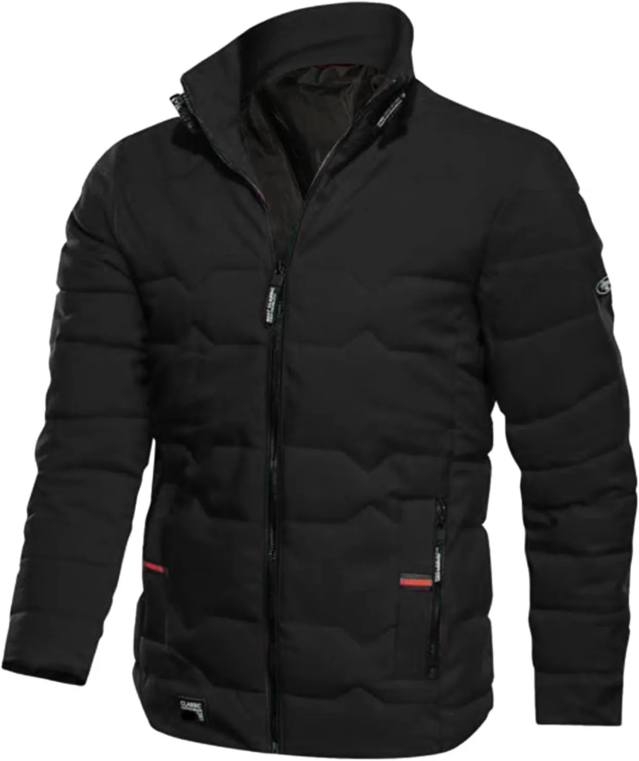 Mens Autumn And Winter Fashion Casual Collar Solid Color Padded Warm Cotton Coat Cotton Padded Jacket Coat Jackets Mens