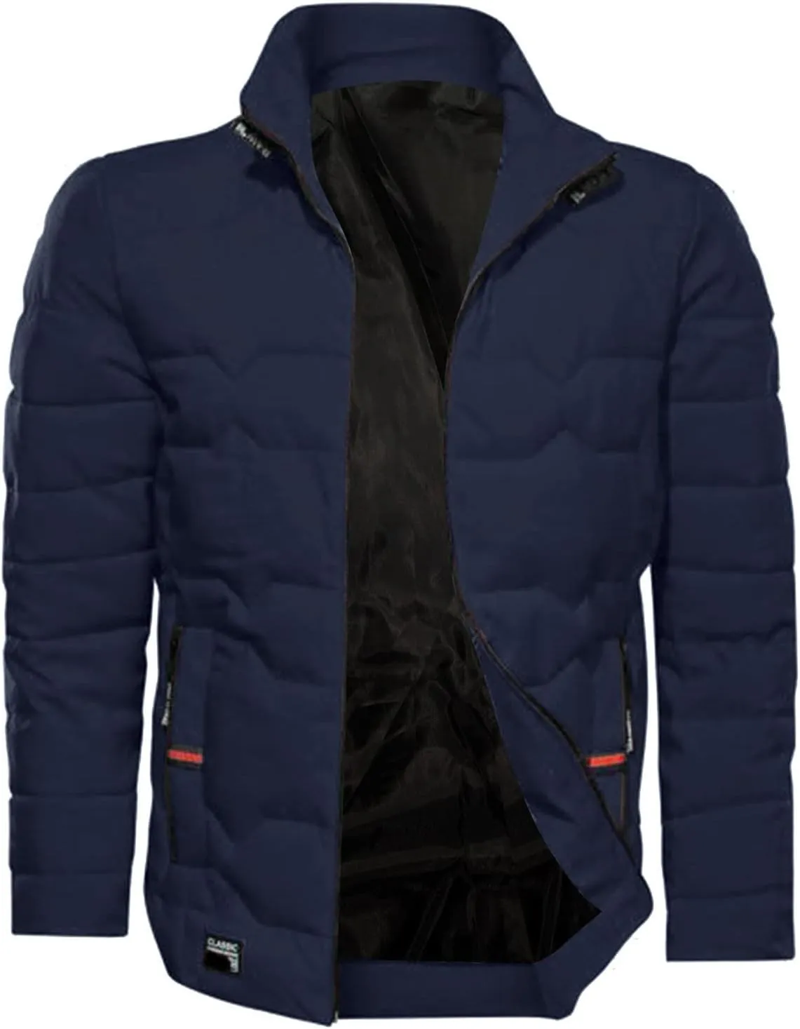 Mens Autumn And Winter Fashion Casual Collar Solid Color Padded Warm Cotton Coat Cotton Padded Jacket Coat Jackets Mens