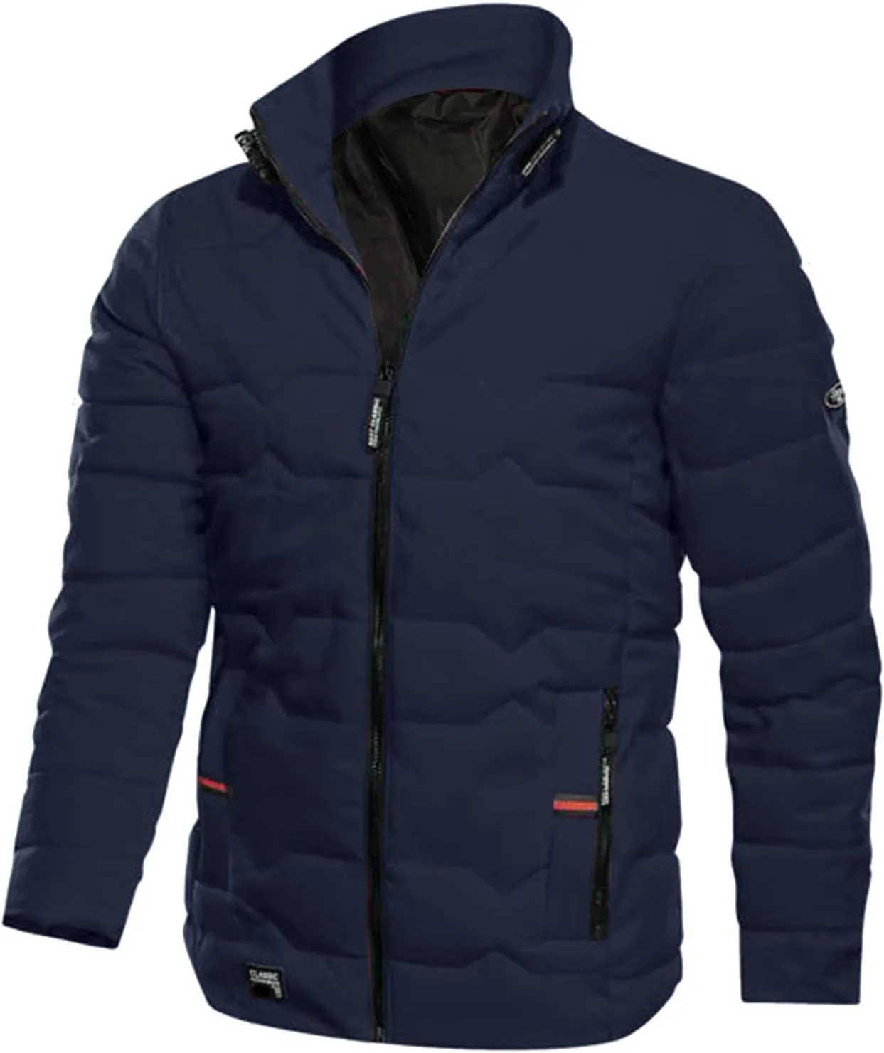 Mens Autumn And Winter Fashion Casual Collar Solid Color Padded Warm Cotton Coat Cotton Padded Jacket Coat Jackets Mens