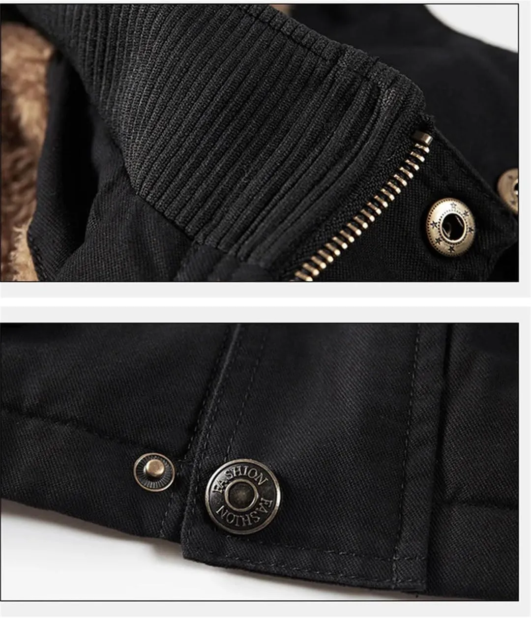 Mens Cargo Coat Thick Warm Jacket Man Parkas Casual Cotton Padded Jacket Multi-Pocket Hoodies