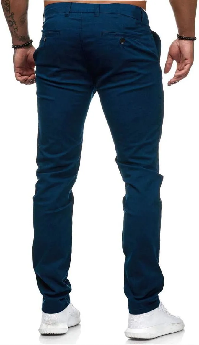 Mens Chinos Dress Pants Slim Fit Casual Drawstring Sweatpants Lightweight Skinny Outdoor Cotton Fashion Trousers