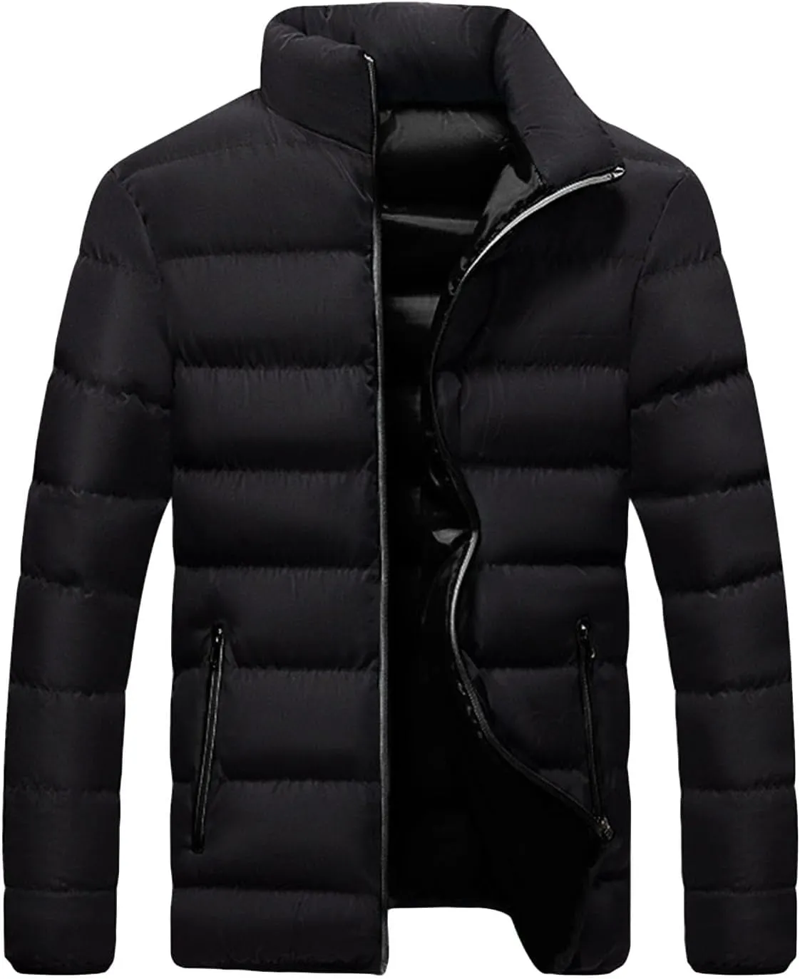 Men's Slim Fit Winter Jacket Winter Warm Zipper Stand Collar Jacket Male Thicken Parka Quilted Cotton-Padded Coats
