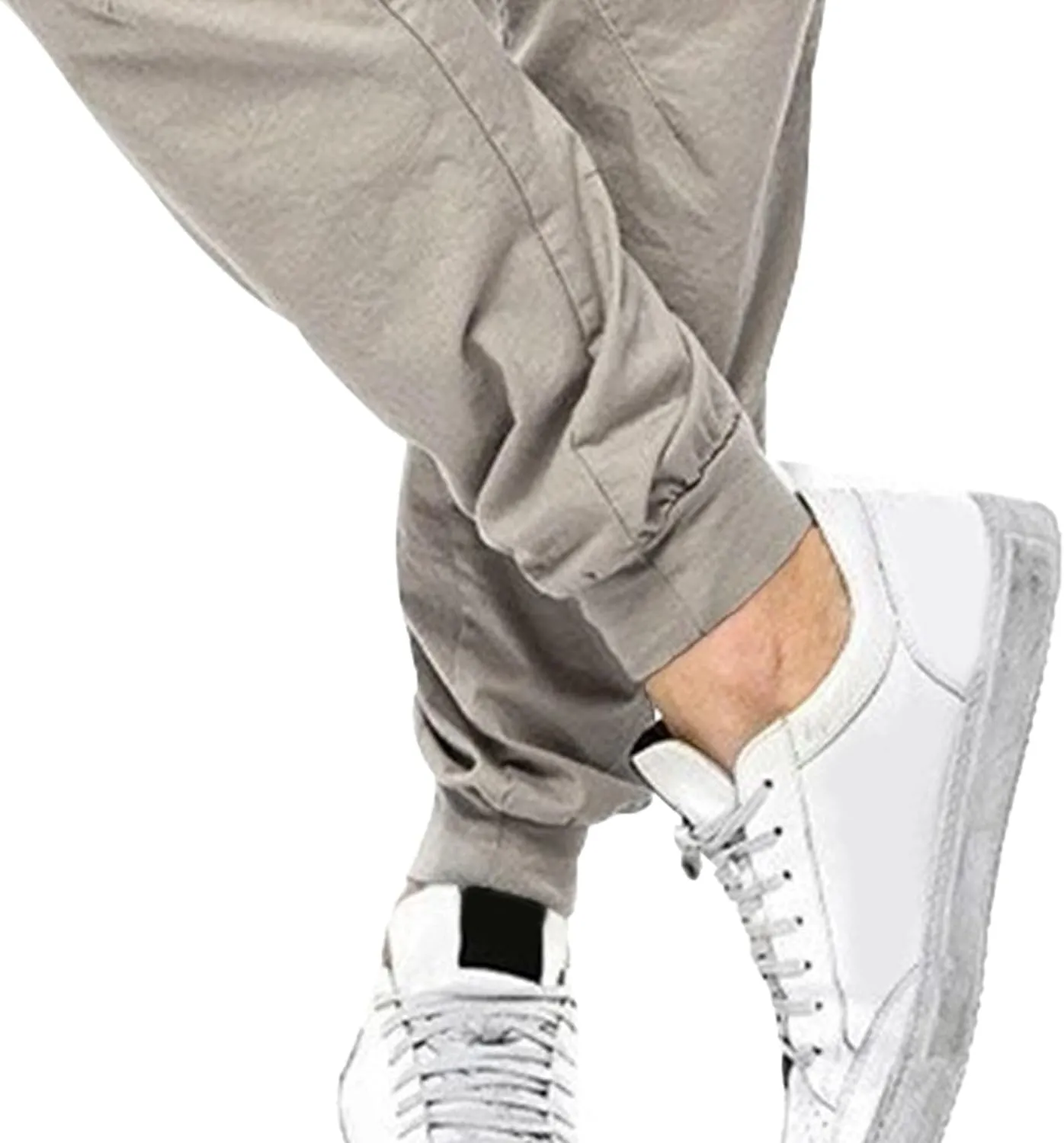 Men's Solid Stylish Comfort Slim Fit Pants Straight Leg Joggers Hiking Pants Drawstring Chino Athletic Trousers