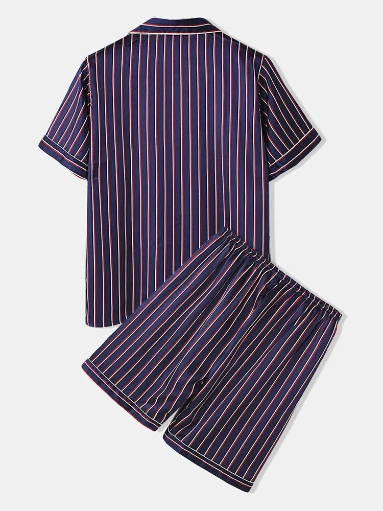 Men's Striped Satin Cool Pajamas Set