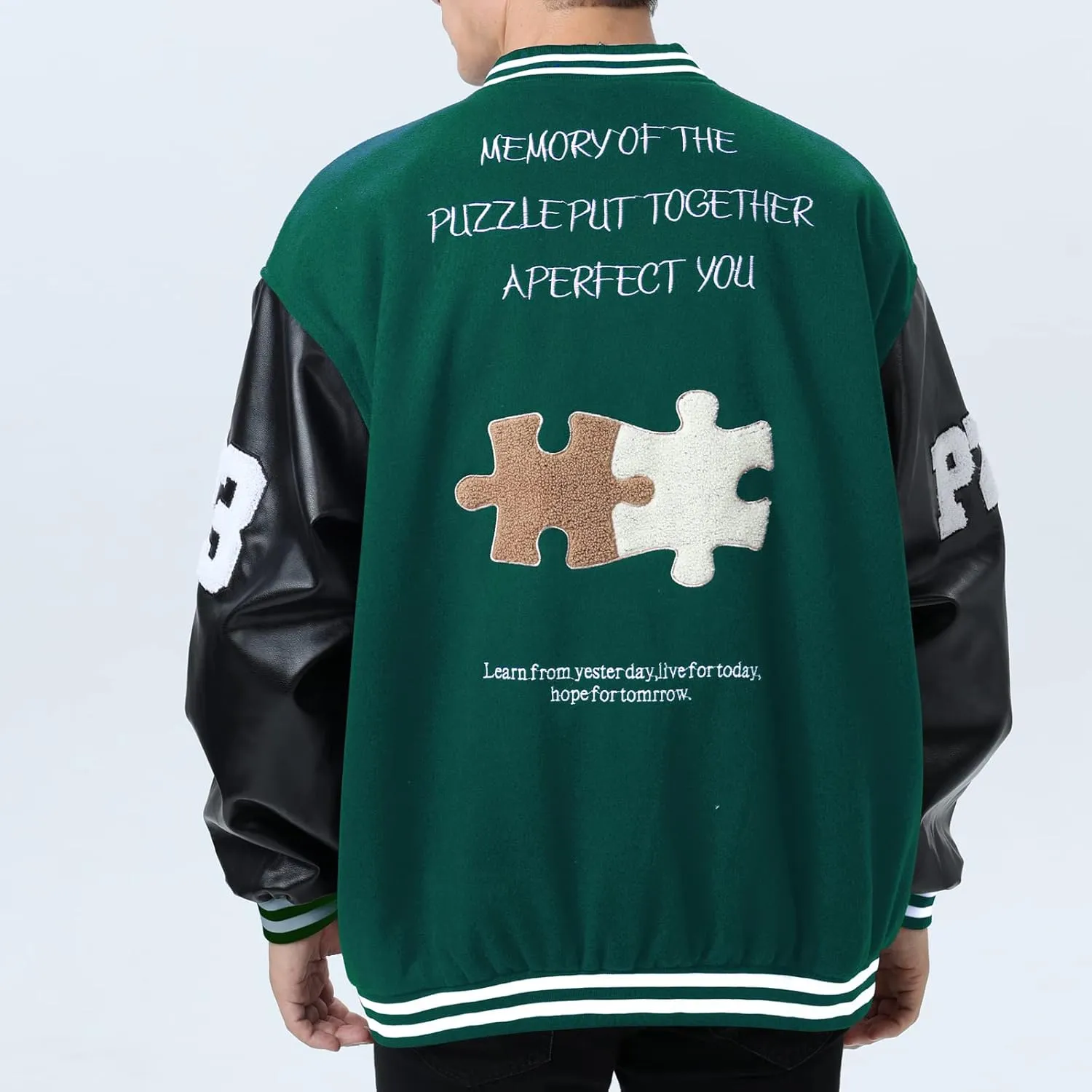 Mens Varsity College Jacket Baseball Bomber Jacket Vintage Sweatshirt Casual Unisex Streetwear Coats with Patch