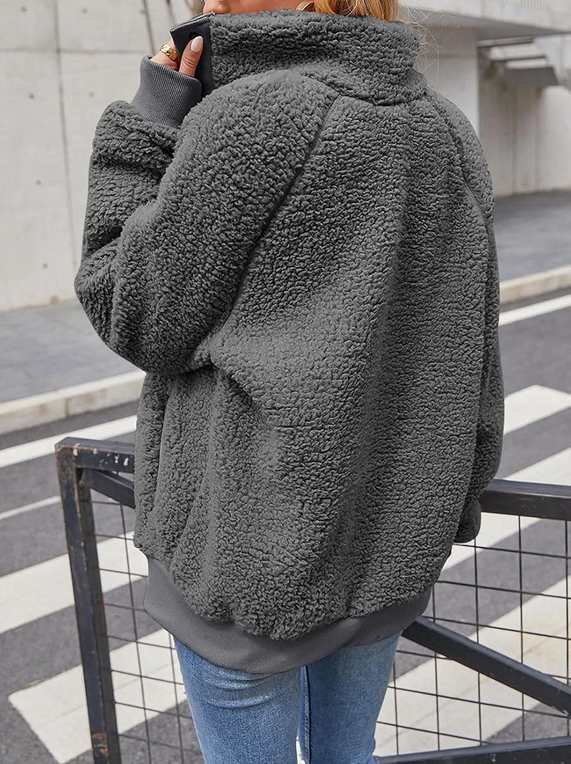 MEROKEETY Women's 2025 Winter Long Sleeve Button Sherpa Jacket Coat Pockets Warm Fleece