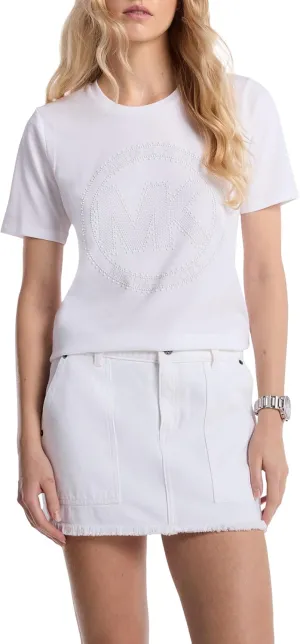 Michael Kors Women's Rhinestud Mk Logo T-Shirt