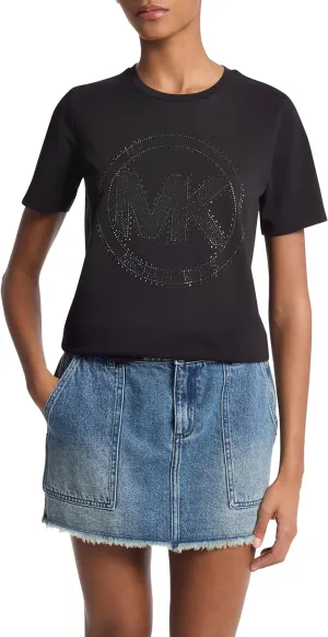 Michael Kors Women's Rhinestud Mk Logo T-Shirt
