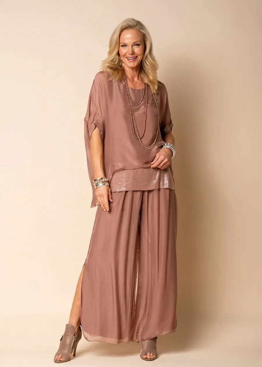 Mimi Silk Top in Nutmeg