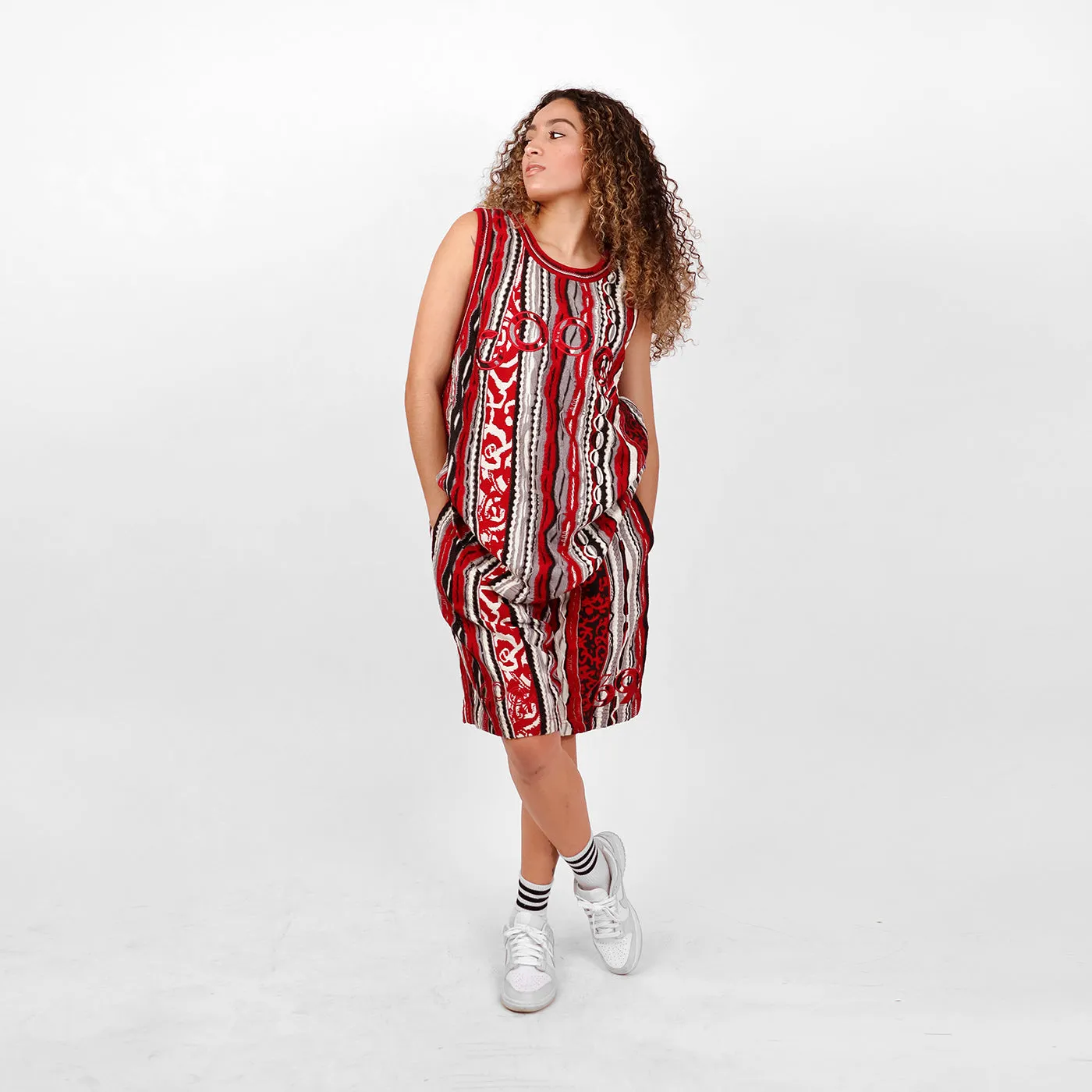 New -COOGI Red-Black Sweater Knit Basketball Jersey