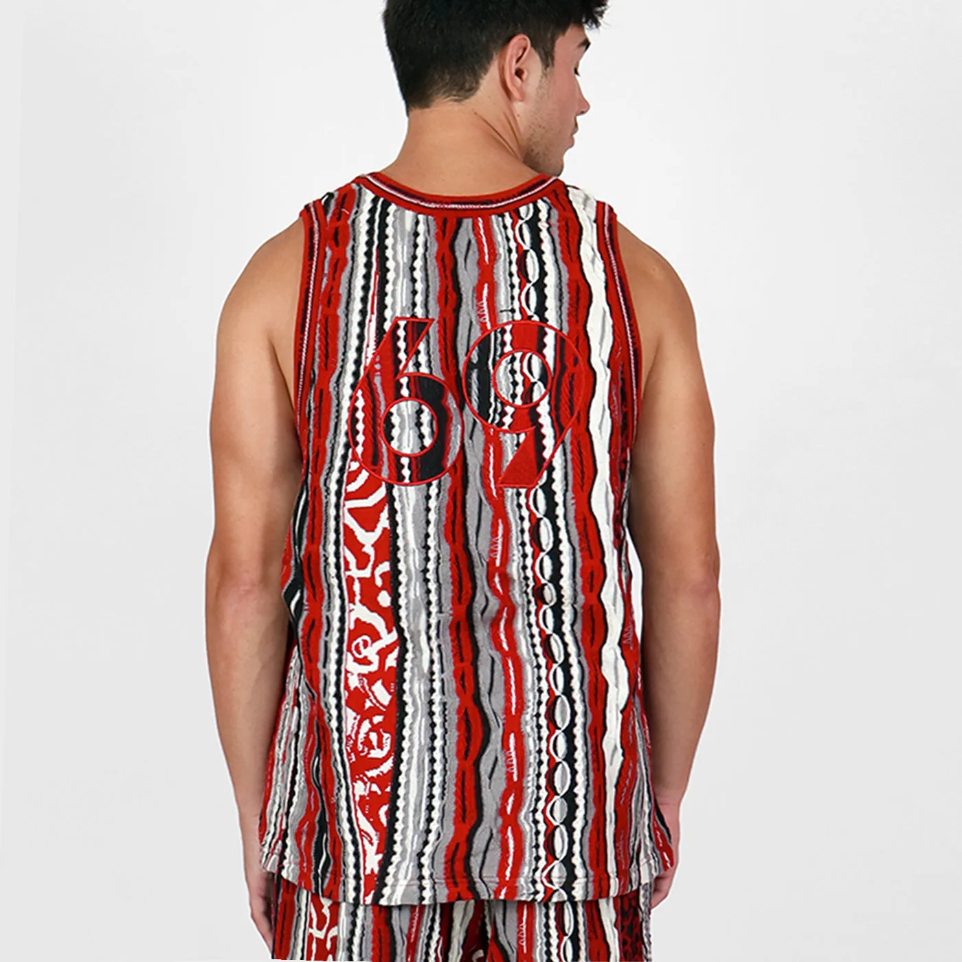 New -COOGI Red-Black Sweater Knit Basketball Jersey