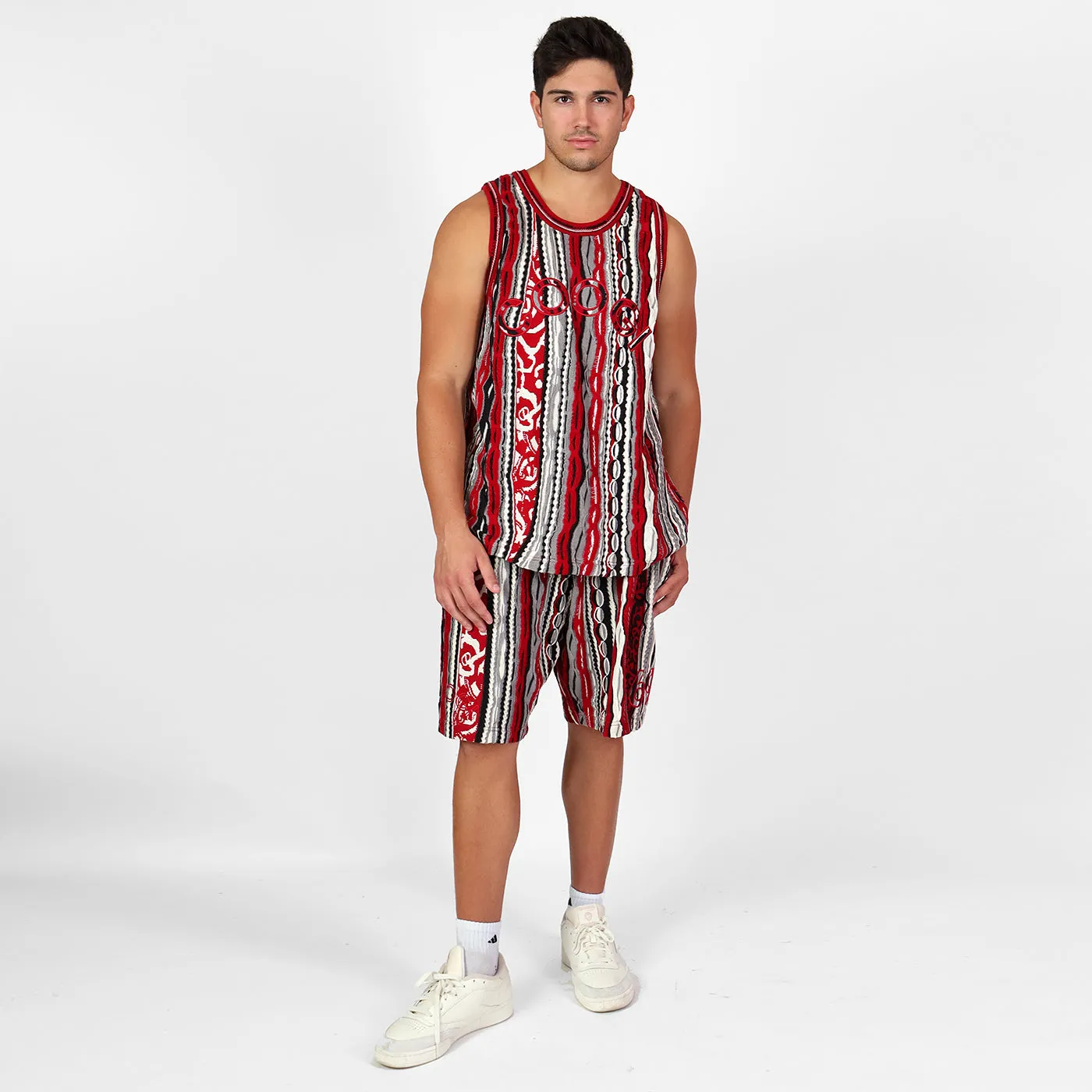 New -COOGI Red-Black Sweater Knit Basketball Jersey