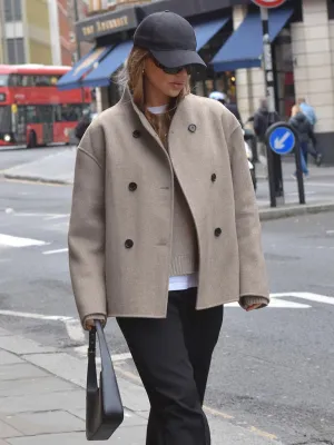 New Retro Brown Woolen Jacket Women's V-neck Commuting Warm Outerwear