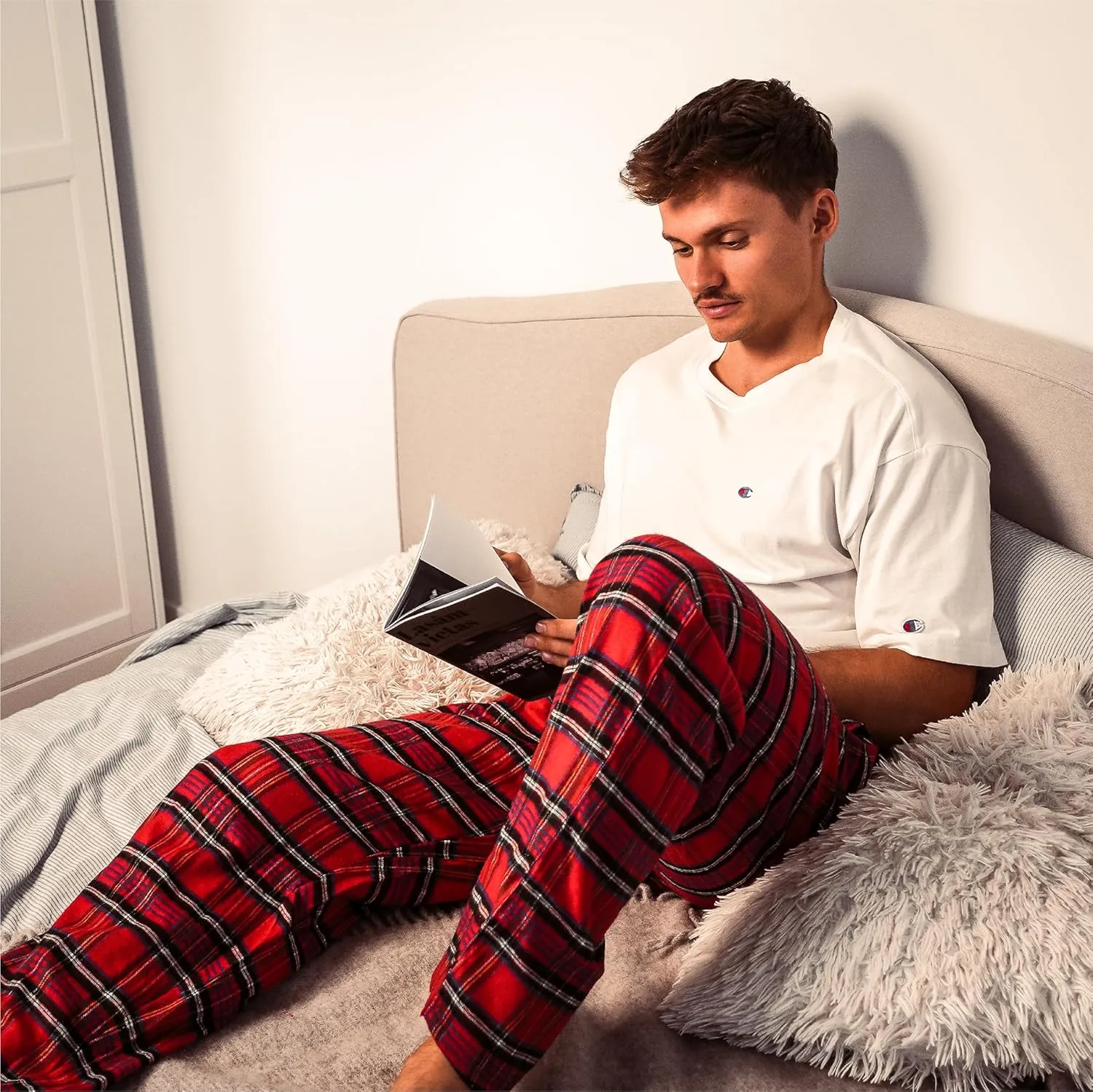 NORTY Flannel Pajama Pants for Men - Comfortable PJ Bottoms for Adults - Men's Sleepwear - Cotton/Poly Blend