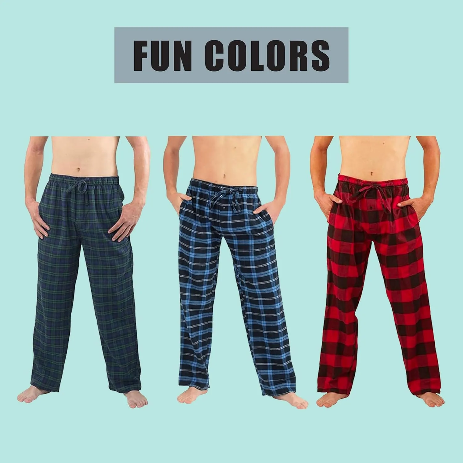 NORTY Flannel Pajama Pants for Men - Comfortable PJ Bottoms for Adults - Men's Sleepwear - Cotton/Poly Blend