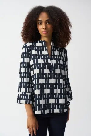OFF WHITE NAVY RECTANGULAR LINKS TRAPEZE JACKET