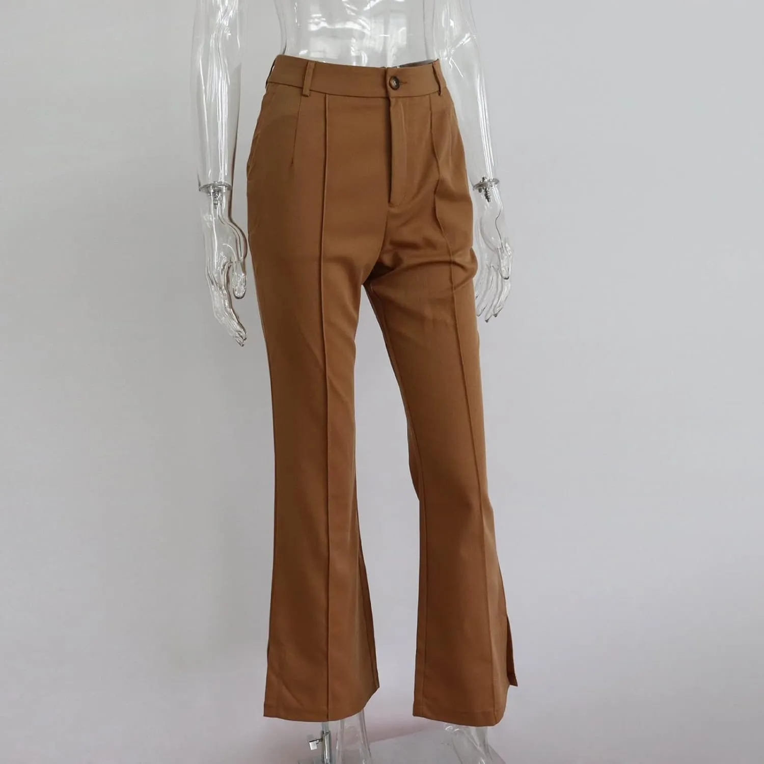 Office Flare Pants for Women Classic Formal Solid Ribbed Wide Leg High Waist Trousers Fashion Curvy Work Dressy Bootcut Pants