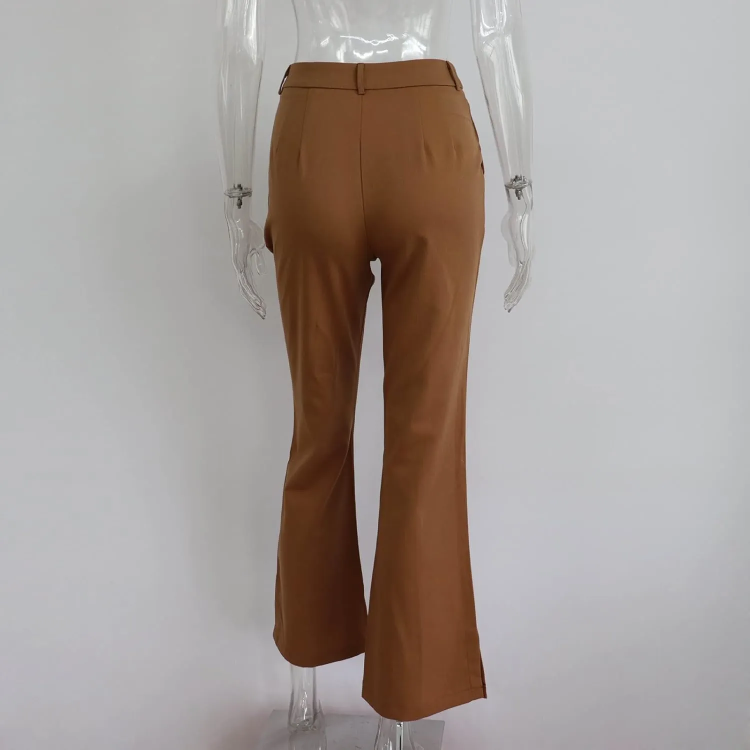 Office Flare Pants for Women Classic Formal Solid Ribbed Wide Leg High Waist Trousers Fashion Curvy Work Dressy Bootcut Pants