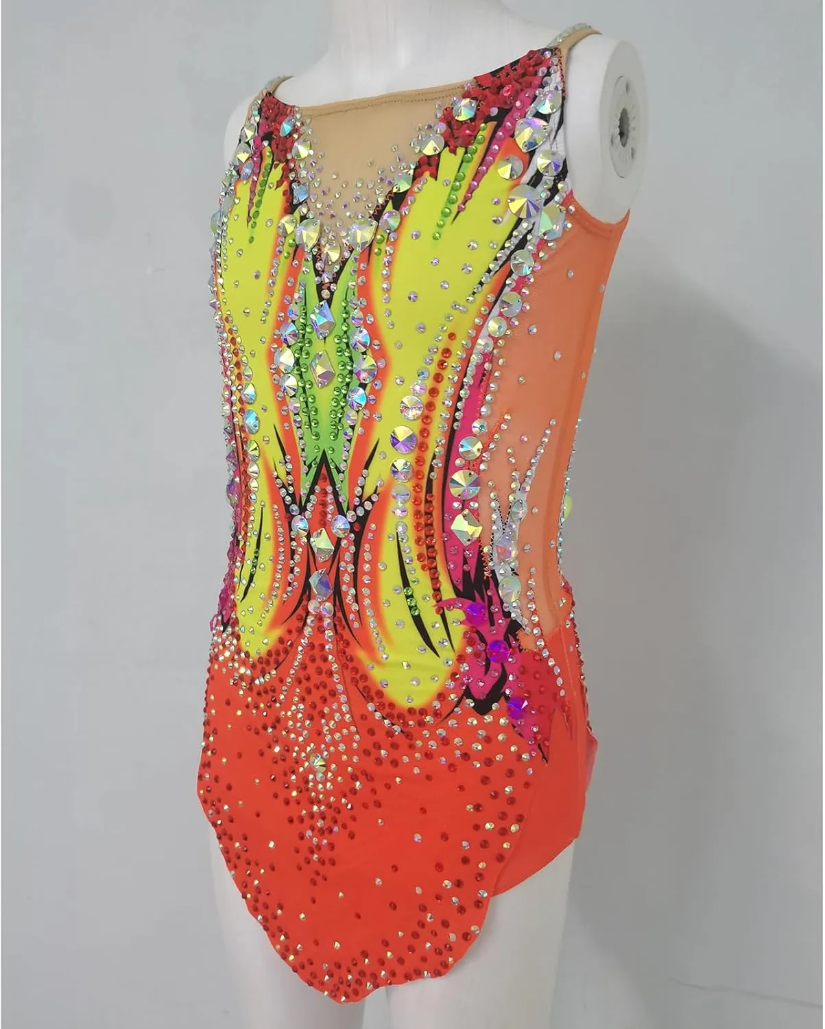 Orange Camisole Rhythmic Gymnastics Suit Elegant and Comfortable Uniform for Rhythmic Gymnastics Performances