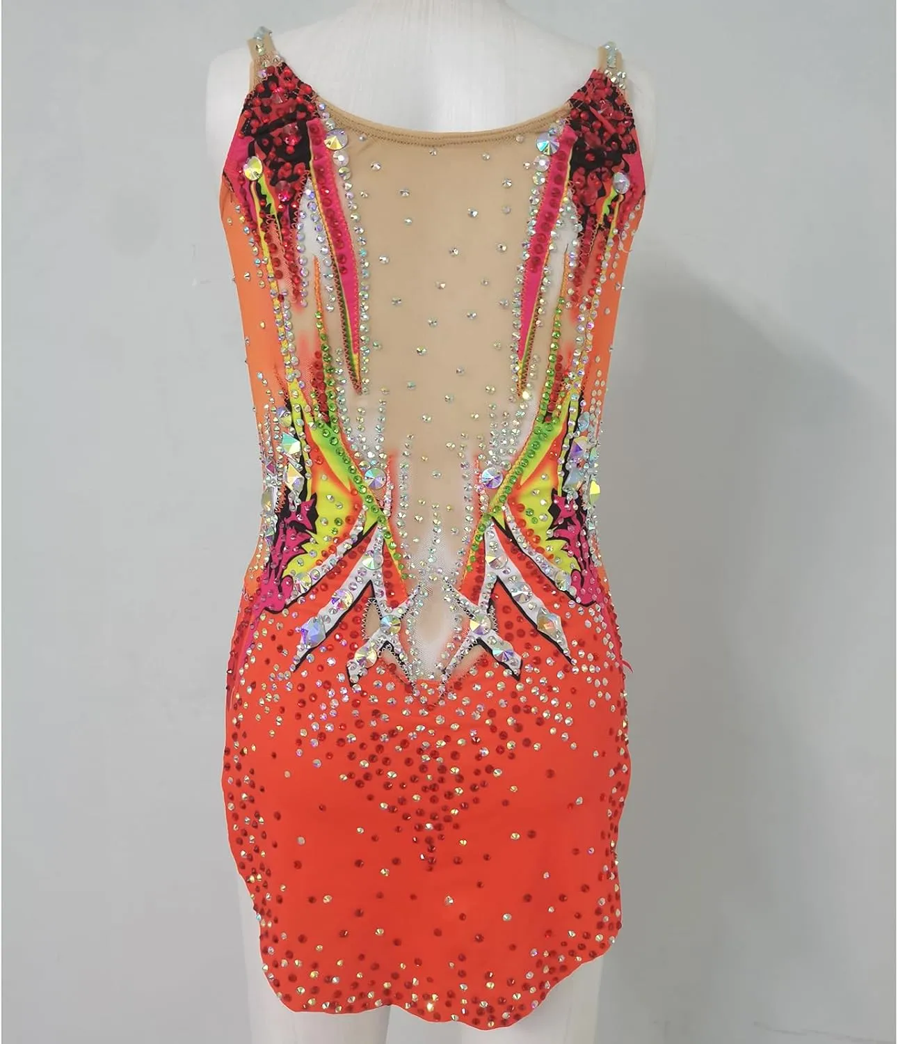 Orange Camisole Rhythmic Gymnastics Suit Elegant and Comfortable Uniform for Rhythmic Gymnastics Performances