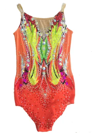 Orange Camisole Rhythmic Gymnastics Suit Elegant and Comfortable Uniform for Rhythmic Gymnastics Performances