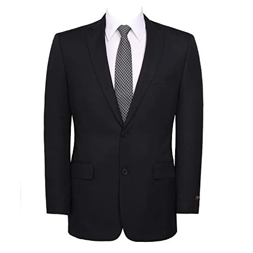 P&L Men's Suits 2-Piece Classic Fit Single Breasted 2 Buttons Blazer & Trousers Suit Black