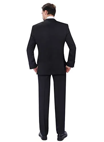 P&L Men's Suits 2-Piece Classic Fit Single Breasted 2 Buttons Blazer & Trousers Suit Black